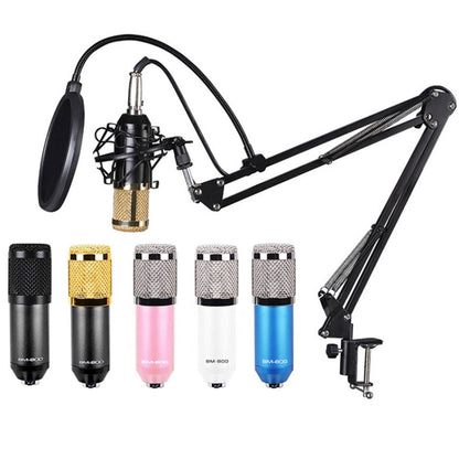 BM800 ชุดไมโครโฟนคอนเดนเซอร์, BM800 With USB Sound Card (Black), BM800 With USB Sound Card (Black Golden Net)