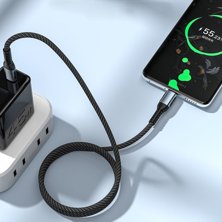 100W PD Fast Charge Type-C การซิงค์ข้อมูลชายกับชายการชาร์จสายถักความยาว:, 1m, 2m