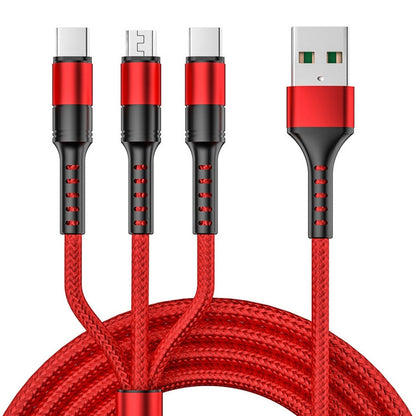 3 in 1 USB to Dual Type-C + Micro USB Quick Charging Sync Data Cable, เอาต์พุต:, 3A (Gold), 3A (Red), 3A (Black), 3A (Blue), 5A (Gold), 5A (Red), 5A (Black), 5A (Blue)