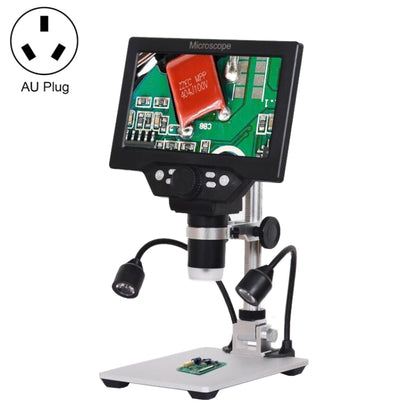 G1200D หน้าจอ LCD ขนาด 7 นิ้ว 1200X กล้องจุลทรรศน์ตั้งโต๊ะดิจิตอลอิเล็กทรอนิกส์แบบพกพา, EU Plug With Battery, US Plug With Battery, AU Plug With Battery, UK Plug With Battery