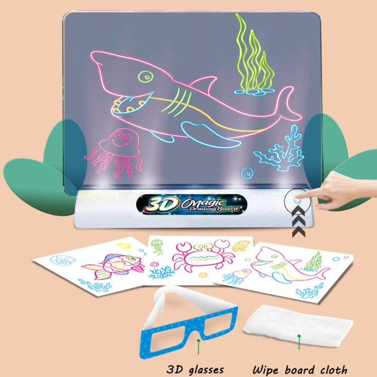 กระดานวาดภาพเด็ก 3D มัลติฟังก์ชั่นเรืองแสง, ไม่มีปากกาสีน้ำ, สไตล์:, 3D Space, 3D Dinosaur, 3D Ocean, Luminous Space, Luminous Ocean, Luminous Dinosaur