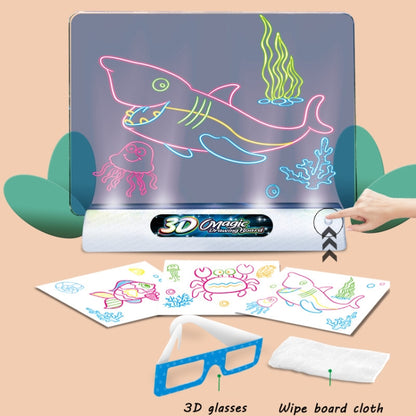 กระดานวาดภาพเด็ก 3D มัลติฟังก์ชั่นเรืองแสง, ไม่มีปากกาสีน้ำ, สไตล์:, 3D Space, 3D Dinosaur, 3D Ocean, Luminous Space, Luminous Ocean, Luminous Dinosaur