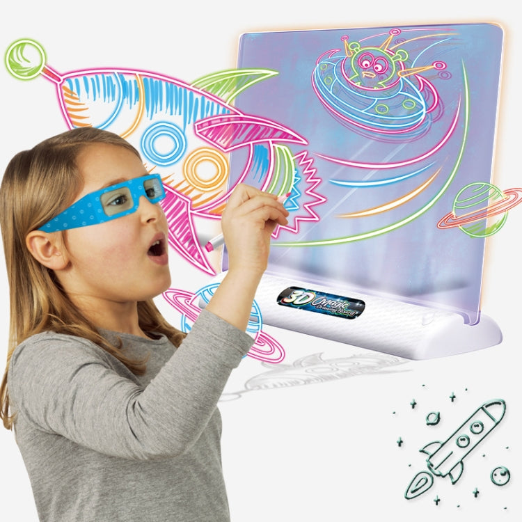 กระดานวาดภาพเด็ก 3D มัลติฟังก์ชั่นเรืองแสง, ไม่มีปากกาสีน้ำ, สไตล์:, 3D Space, 3D Dinosaur, 3D Ocean, Luminous Space, Luminous Ocean, Luminous Dinosaur