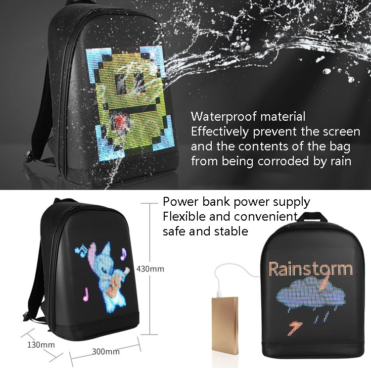 LED Display Backpack หน้าจอโฆษณาอัจฉริยะ Waterproof PU Backpack, PU Backpack