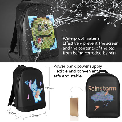LED Display Backpack หน้าจอโฆษณาอัจฉริยะ Waterproof PU Backpack, PU Backpack