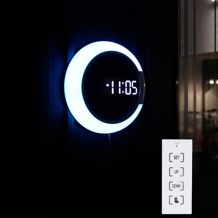LED Mirror Hollow Wall Clock 7 สี Switch Electronic Digital แสดงผล นาฬิกาแขวนผนัง, Hollow Wall Clock
