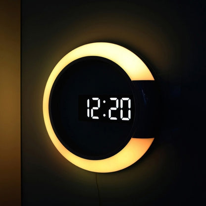 LED Mirror Hollow Wall Clock 7 สี Switch Electronic Digital แสดงผล นาฬิกาแขวนผนัง, Hollow Wall Clock