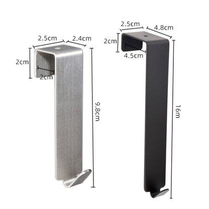 ตะขอแขวนประตูสแตนเลส 4 ชิ้นตู้แขวนประตูห้องนอนสไตล์:, Short Stainless Steel Color, Short Black, Long Stainless Steel Color, Long Black