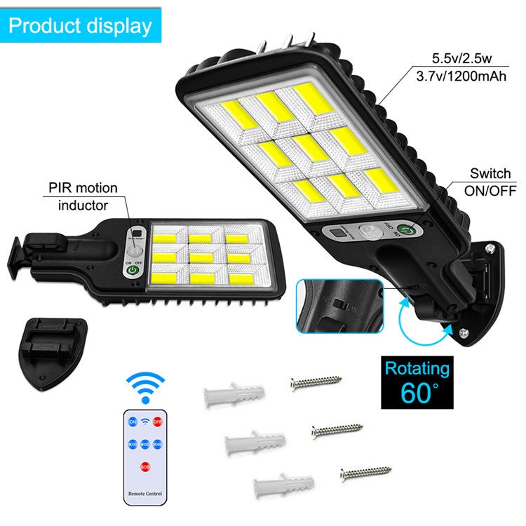 616 ไฟถนนพลังงานแสงอาทิตย์ LED ไฟสวนเหนี่ยวนำร่างกายมนุษย์ Spec:, 28 SMD No Remote Control, 60 SMD No Remote Control, 117 COB No Remote Control, 108 COB No Remote Control, 72 SMD No Remote Control, 60 SMD With Remote Control, 117 COB With Remote Contro...