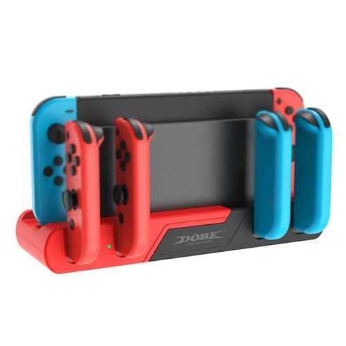 DOBE TNS-0122 แท่นชาร์จ Gamepad 4 ใน 1 สำหรับสวิตช์ OLED, TNS-0122 Red Black, TNS-0122 White Black