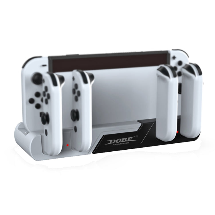 DOBE TNS-0122 แท่นชาร์จ Gamepad 4 ใน 1 สำหรับสวิตช์ OLED, TNS-0122 Red Black, TNS-0122 White Black