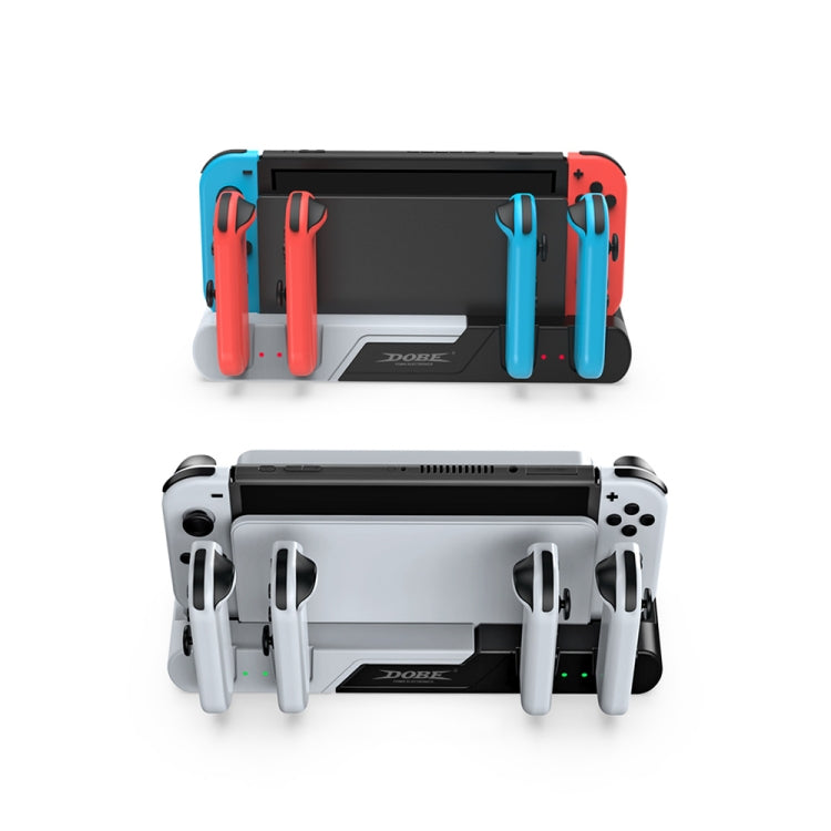DOBE TNS-0122 แท่นชาร์จ Gamepad 4 ใน 1 สำหรับสวิตช์ OLED, TNS-0122 Red Black, TNS-0122 White Black