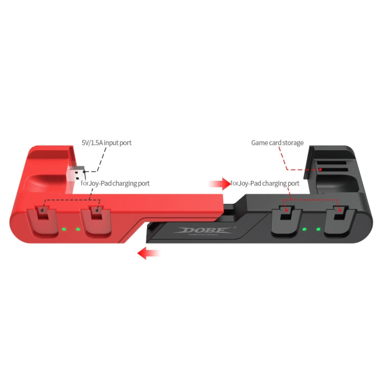 DOBE TNS-0122 แท่นชาร์จ Gamepad 4 ใน 1 สำหรับสวิตช์ OLED, TNS-0122 Red Black, TNS-0122 White Black