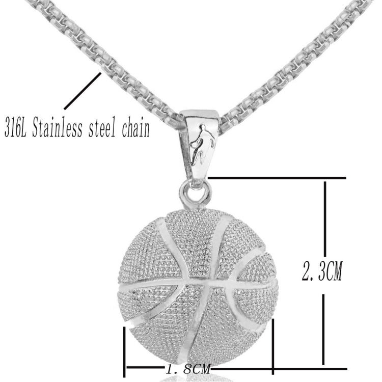 สร้อยคอจี้ลูกบอลกีฬาสามมิติ 2 ชิ้นสไตล์:, Men Basketball White K, Men Football  18K Gold