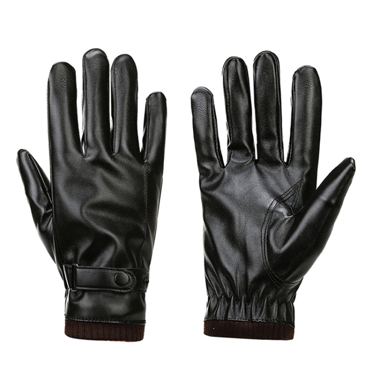 ผู้ชายฤดูใบไม้ร่วงฤดูหนาว Windproof Warm Plush ซับ PU ถุงมือขี่, 01