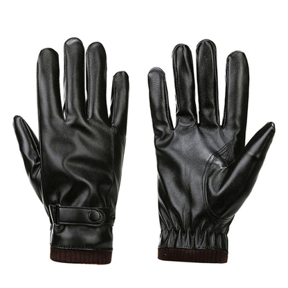 ผู้ชายฤดูใบไม้ร่วงฤดูหนาว Windproof Warm Plush ซับ PU ถุงมือขี่, 01
