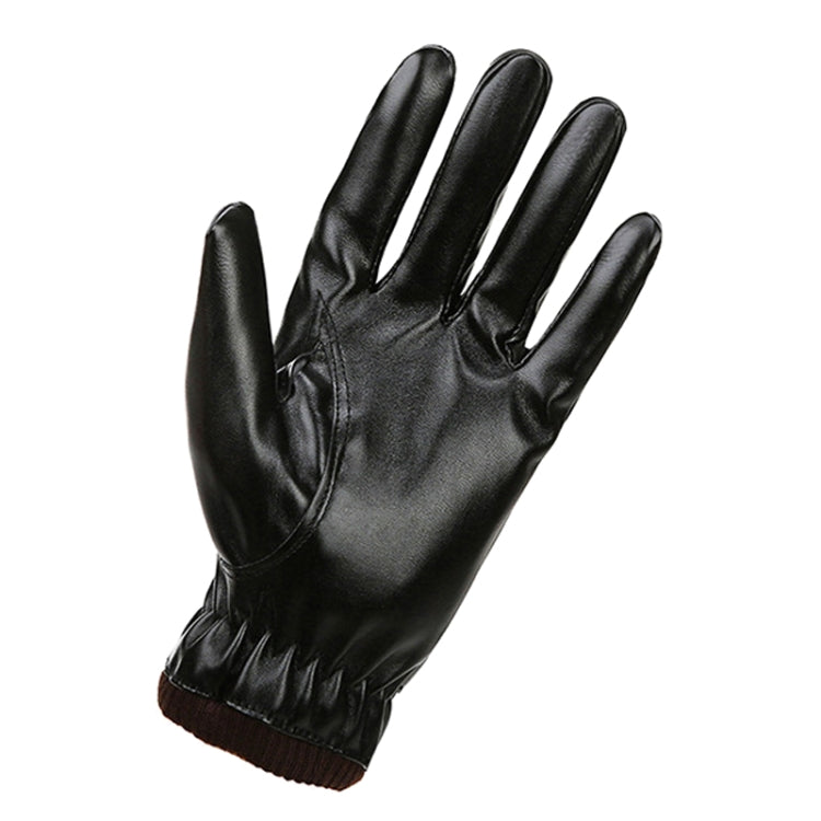 ผู้ชายฤดูใบไม้ร่วงฤดูหนาว Windproof Warm Plush ซับ PU ถุงมือขี่, 01