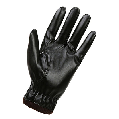 ผู้ชายฤดูใบไม้ร่วงฤดูหนาว Windproof Warm Plush ซับ PU ถุงมือขี่, 01