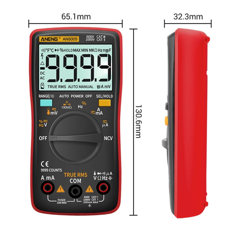 ANENG AN8009 NVC มัลติมิเตอร์แบบดิจิตอล, Standard, Standard with Cable