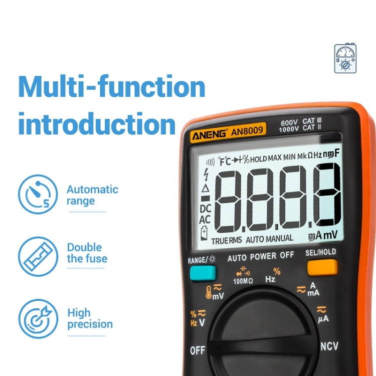 ANENG AN8009 NVC มัลติมิเตอร์แบบดิจิตอล, Standard, Standard with Cable