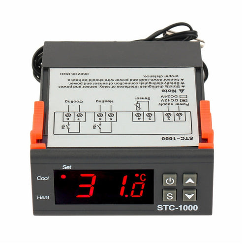 STC-1000 การบ่มเพาะในตู้ปลา เครื่องจักรอาหารทะเล หมายเลขอิเล็กทรอนิกส์ สวิตช์ควบคุมอุณหภูมิไมโครคอมพิวเตอร์, 12V