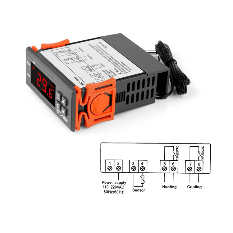 STC-1000 การบ่มเพาะในตู้ปลา เครื่องจักรอาหารทะเล หมายเลขอิเล็กทรอนิกส์ สวิตช์ควบคุมอุณหภูมิไมโครคอมพิวเตอร์, 12V
