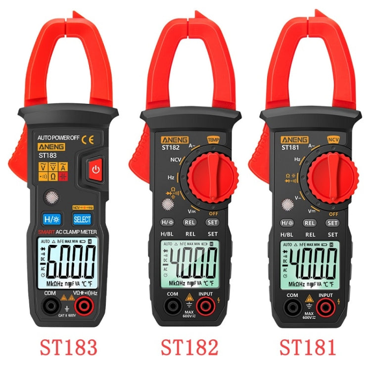 ANENG มัลติมิเตอร์แบบแคลมป์ไฟด้านหลังแบบดิจิตอลอัจฉริยะความแม่นยำสูง, ST181, ST182, ST183