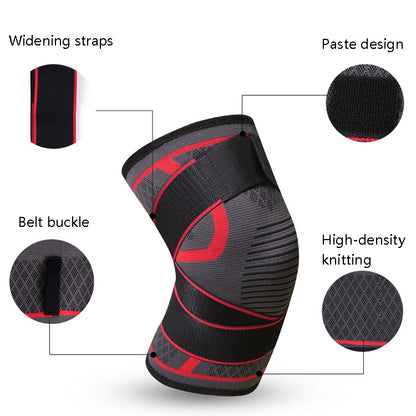 สนับเข่ากีฬาถักเทปแรงดัน, M (Red), L (Red), XL (Red), XXL (Red), M (Black), L (Black), XL (Black), XXL (Black)
