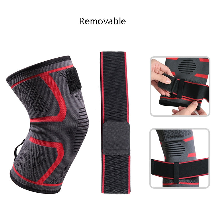สนับเข่ากีฬาถักเทปแรงดัน, M (Red), L (Red), XL (Red), XXL (Red), M (Black), L (Black), XL (Black), XXL (Black)