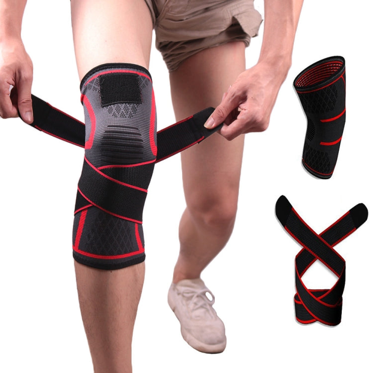 สนับเข่ากีฬาถักเทปแรงดัน, M (Red), L (Red), XL (Red), XXL (Red), M (Black), L (Black), XL (Black), XXL (Black)