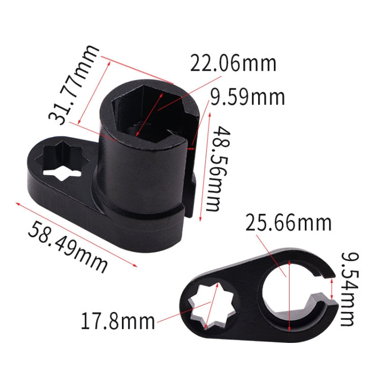 ประแจถอดปลอกเซนเซอร์ออกซิเจนในรถยนต์ 22 มม, 1/2 inch Plum Angle Wrench