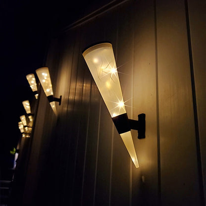 N231 โคมไฟติดผนังพลังงานแสงอาทิตย์ทรงกรวยทรงกลมสวนกลางแจ้ง, สไตล์:, String Lights, Colorful Light