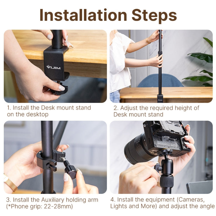 Vijim LS02 Live Desktop Extension Arm Light Stand สำหรับกล้อง Ring Light DSLR, Vijim LS02