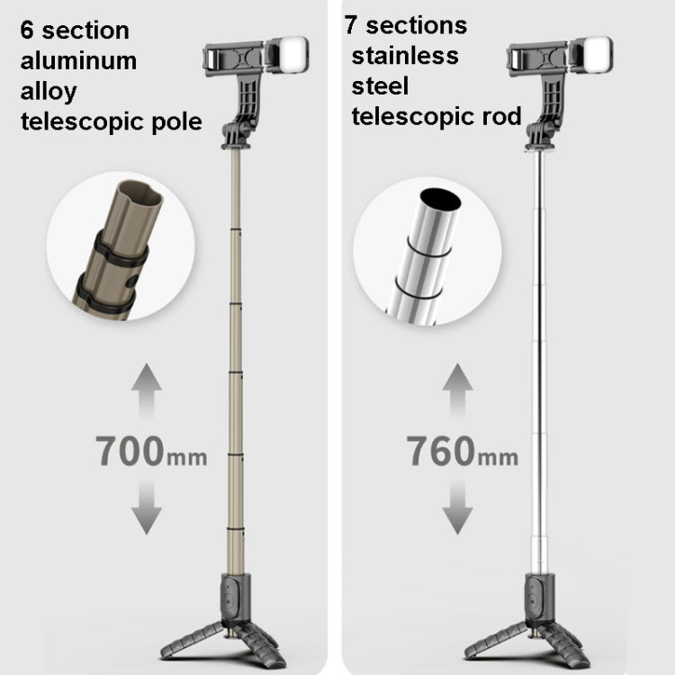 Mini Selfie Stick แบบบูรณาการมัลติฟังก์ชั่น Bluetooth Selfie, ข้อมูลจำเพาะ:, Q10S 70cm With Fill Light, Q11 74CM Without Fill Light, Q10 68CM Without Fill Light