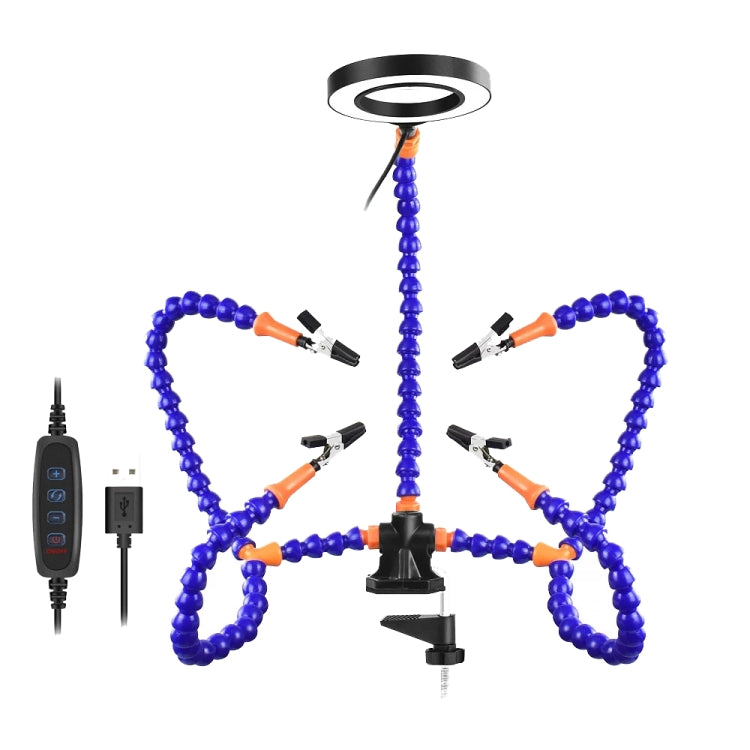 SN5BK-USB 4-Clawed Lamp สถานีบัดกรีตั้งโต๊ะแบบปรับได้, SN5BK-USB(Black), SN5BK-USB(Blue)