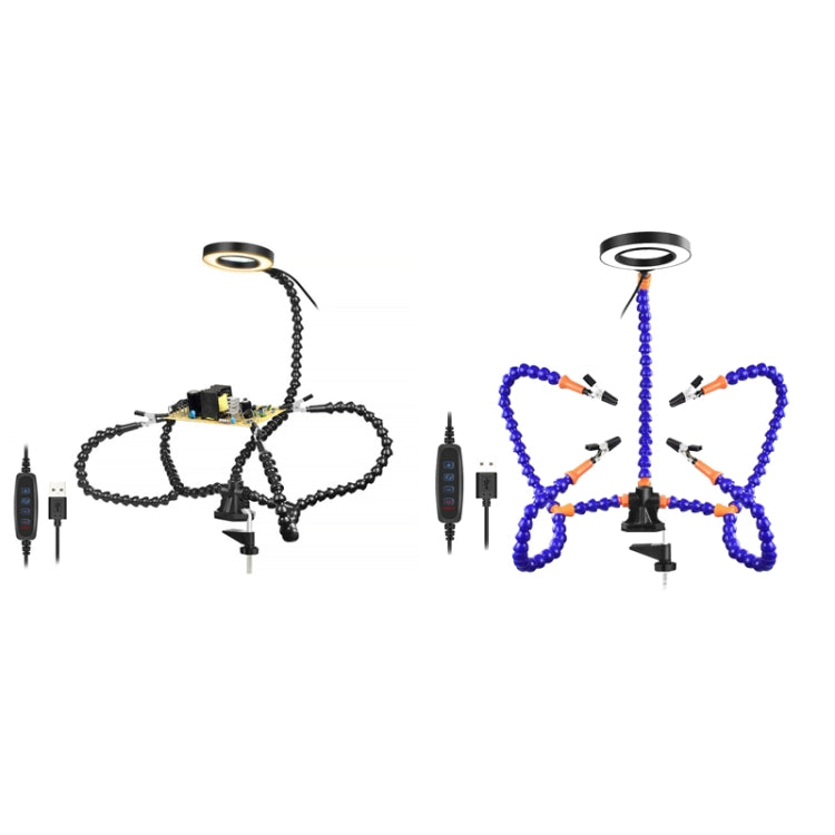 SN5BK-USB 4-Clawed Lamp สถานีบัดกรีตั้งโต๊ะแบบปรับได้, SN5BK-USB(Black), SN5BK-USB(Blue)