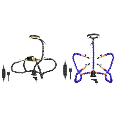 SN5BK-USB 4-Clawed Lamp สถานีบัดกรีตั้งโต๊ะแบบปรับได้, SN5BK-USB(Black), SN5BK-USB(Blue)