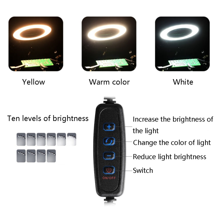 SN5BK-USB 4-Clawed Lamp สถานีบัดกรีตั้งโต๊ะแบบปรับได้, SN5BK-USB(Black), SN5BK-USB(Blue)