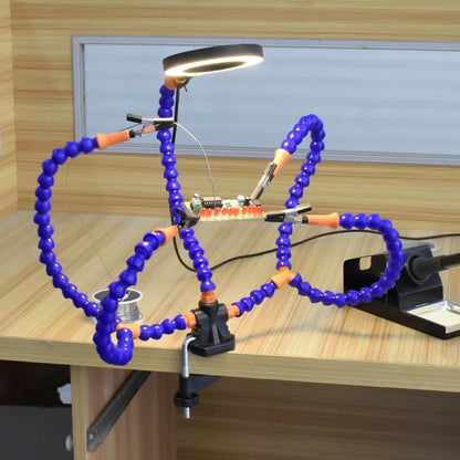 SN5BK-USB 4-Clawed Lamp สถานีบัดกรีตั้งโต๊ะแบบปรับได้, SN5BK-USB(Black), SN5BK-USB(Blue)