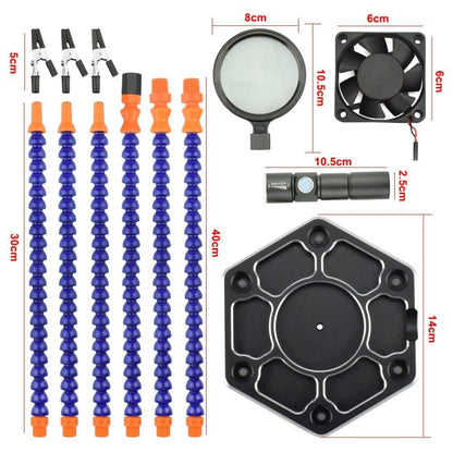 SN6SB-USB สถานีเชื่อมไฟ LED หกกรงเล็บพร้อมแว่นขยายและพัดลม, SN6SB-USB
