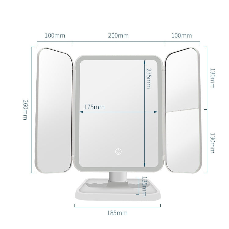 430 โคมไฟตั้งโต๊ะกระจกแต่งหน้า LED พับสามด้าน, Plug-in Style, Charging Style, Three-color Light Charging Style