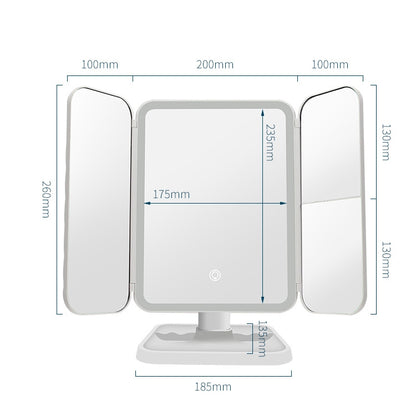 430 โคมไฟตั้งโต๊ะกระจกแต่งหน้า LED พับสามด้าน, Plug-in Style, Charging Style, Three-color Light Charging Style