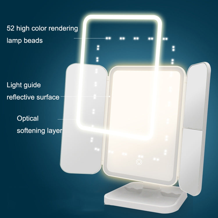 430 โคมไฟตั้งโต๊ะกระจกแต่งหน้า LED พับสามด้าน, Plug-in Style, Charging Style, Three-color Light Charging Style