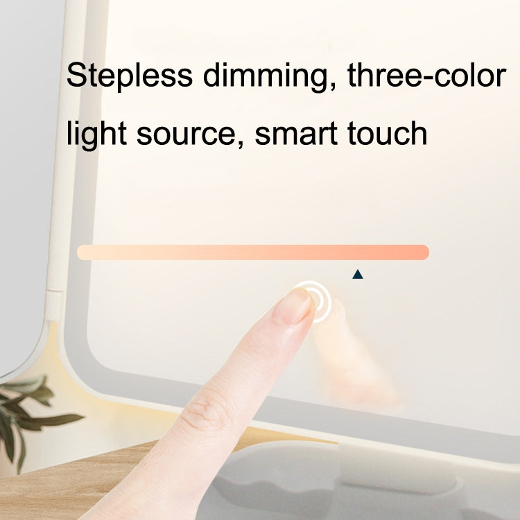 430 โคมไฟตั้งโต๊ะกระจกแต่งหน้า LED พับสามด้าน, Plug-in Style, Charging Style, Three-color Light Charging Style