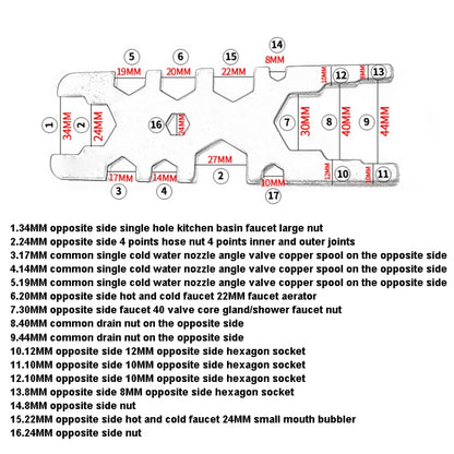 H-Type ซ็อกเก็ตมัลติฟังก์ชั่นห้องน้ำติดตั้ง Faucet Wrench, H-Type Wrench