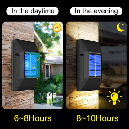 โคมไฟติดผนังพลังงานแสงอาทิตย์กันน้ำตกแต่งกลางแจ้ง, Spec:, 6 LEDs White Light, 6 LEDs Warm Light