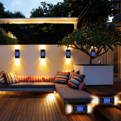 โคมไฟติดผนังพลังงานแสงอาทิตย์กันน้ำตกแต่งกลางแจ้ง, Spec:, 6 LEDs White Light, 6 LEDs Warm Light