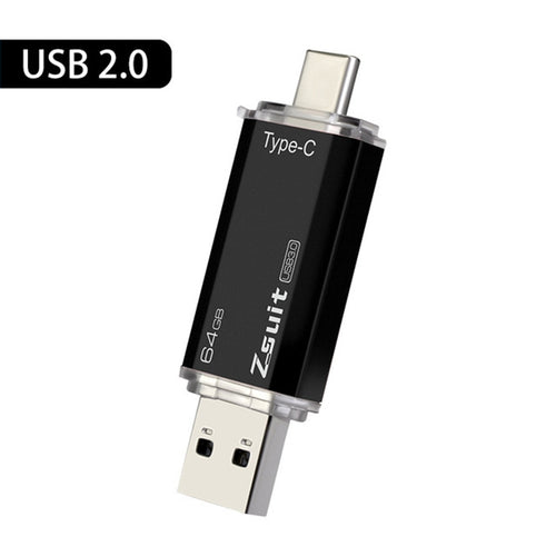 Zsuit Zstpc3 2 in 1 Type-C โทรศัพท์โลหะ U Disk, การจัดส่งสี Randon, 8GB, 16GB, 32GB, 64GB, 128GB