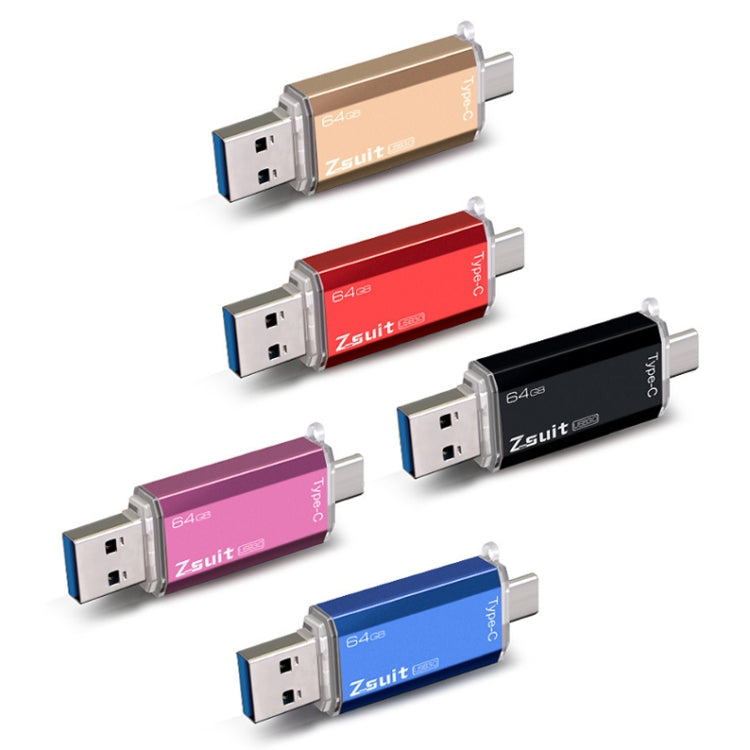 Zsuit Zstpc3 2 in 1 Type-C โทรศัพท์โลหะ U Disk, การจัดส่งสี Randon, 8GB, 16GB, 32GB, 64GB, 128GB