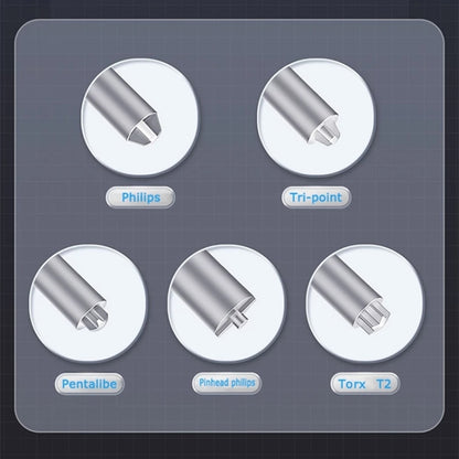 Qianli Super Tactile Grip-Type ไขควงสองตลับลูกปืนคู่เงียบแม่นยำ, Type A Phillips, Type B Tri-point, Type C Pentalibe, Type  D Pinhead Philips, Type E T2 Torx